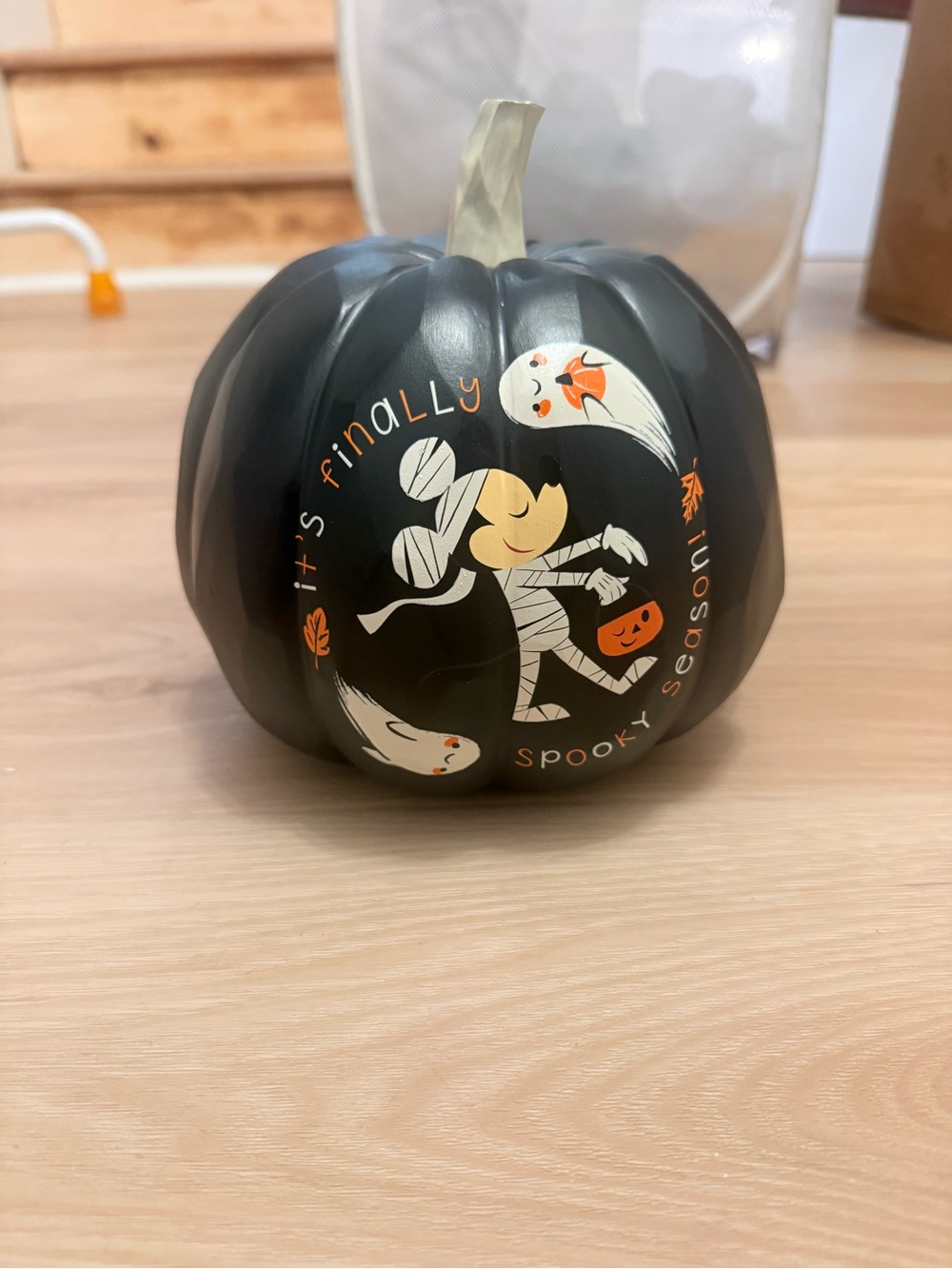 Disney Black & Orange Mickey Halloween Pumpkin Decor